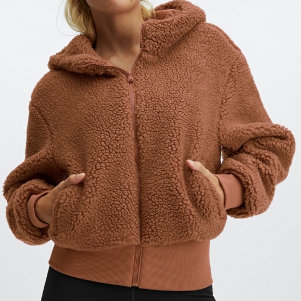 Fabletics Sunmit Teddy Jacket in Toffee